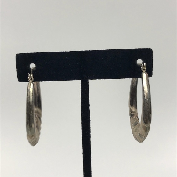 Sterling Silver Repousse Hoop 3D Earrings - Picture 5 of 8